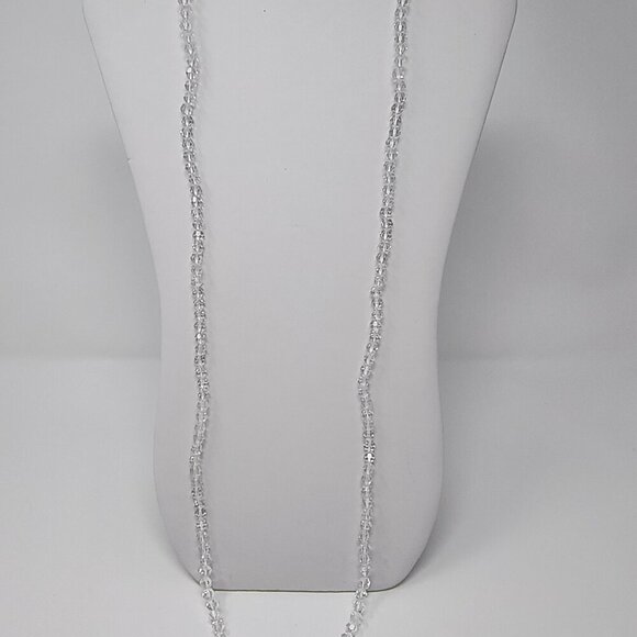 Les Bernard Inc Clear Faceted Crystal Glass Beaded Necklace - Picture 3 of 7